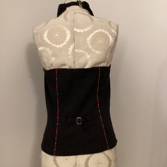 Tripp NYC Plaid Halter Corset Top Medium Red Black Zipper Buckles Punk Goth Y2K - Picture 5 of 6